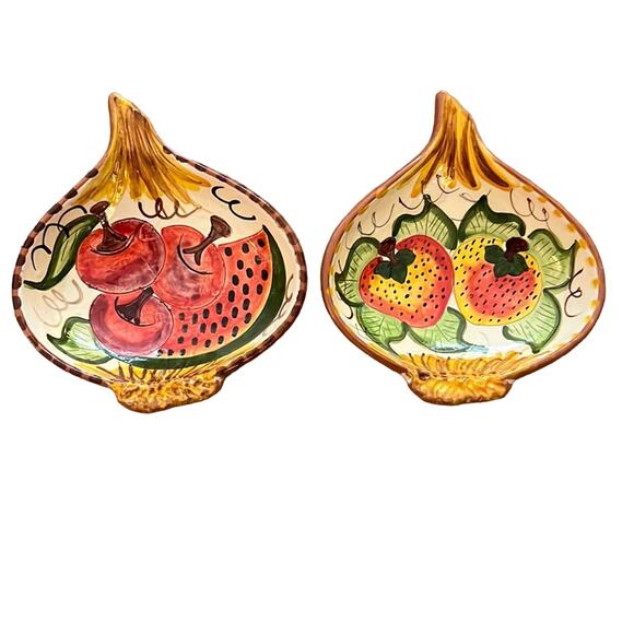 2 handmade and signed ceramic onions hand painted dip bowls - Picture 2 of 9